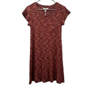 Market & Spruce Allison Burgundy Red &‎ Orange Space Dye Short Sleeve Mini Dress